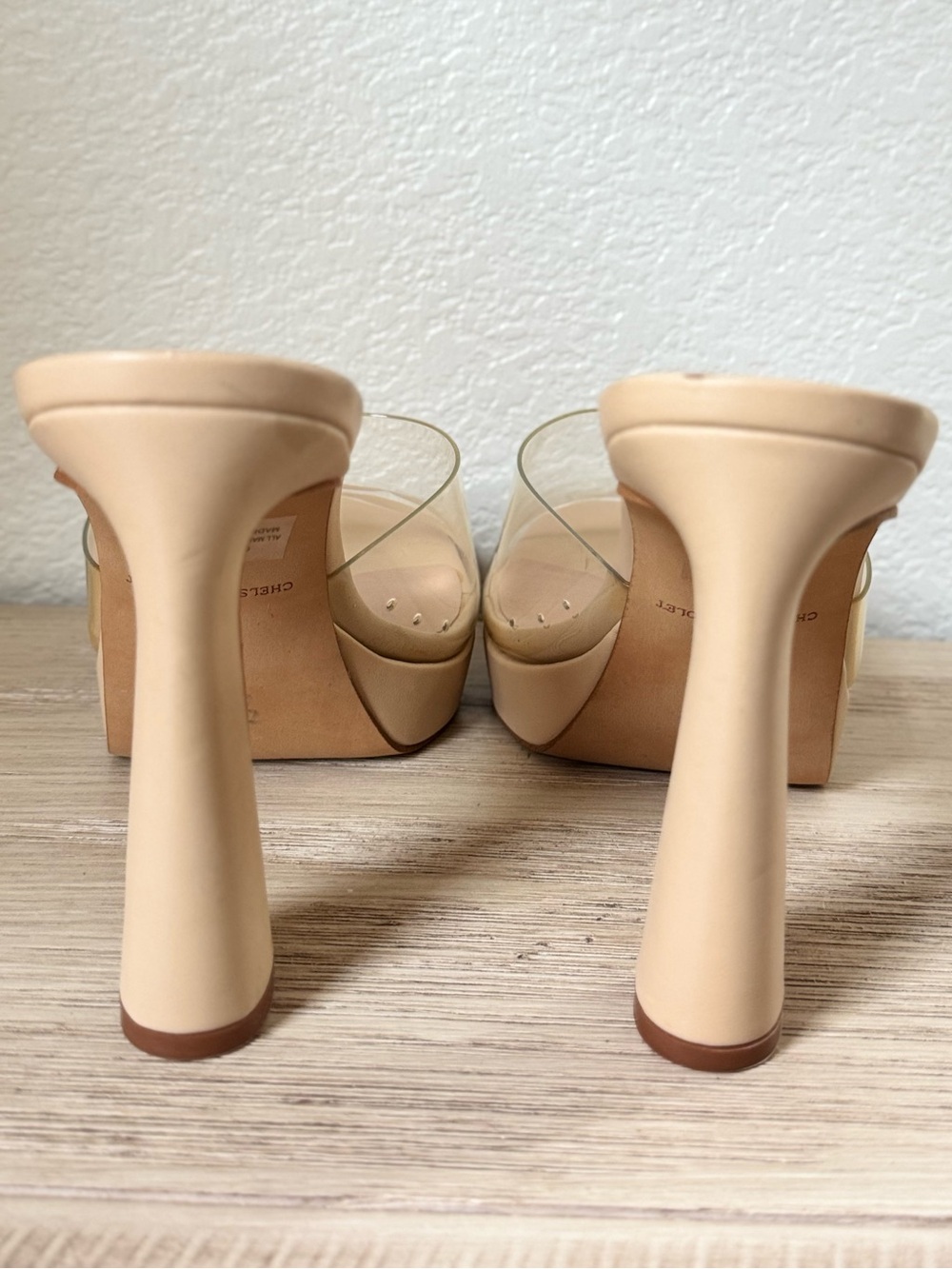 CHELSEA & VIOLET Nude Clear Strap Platform Heels . Size 9.5 - Picture 6 of 10